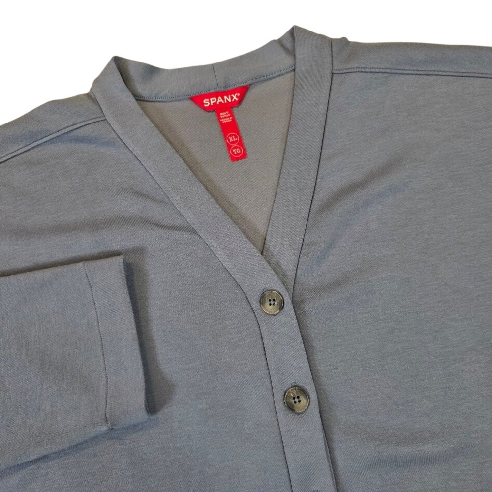 Spanx Womens XL AirEssentials Cardigan Rain Blue V-Neck Button Front 22390R NEW